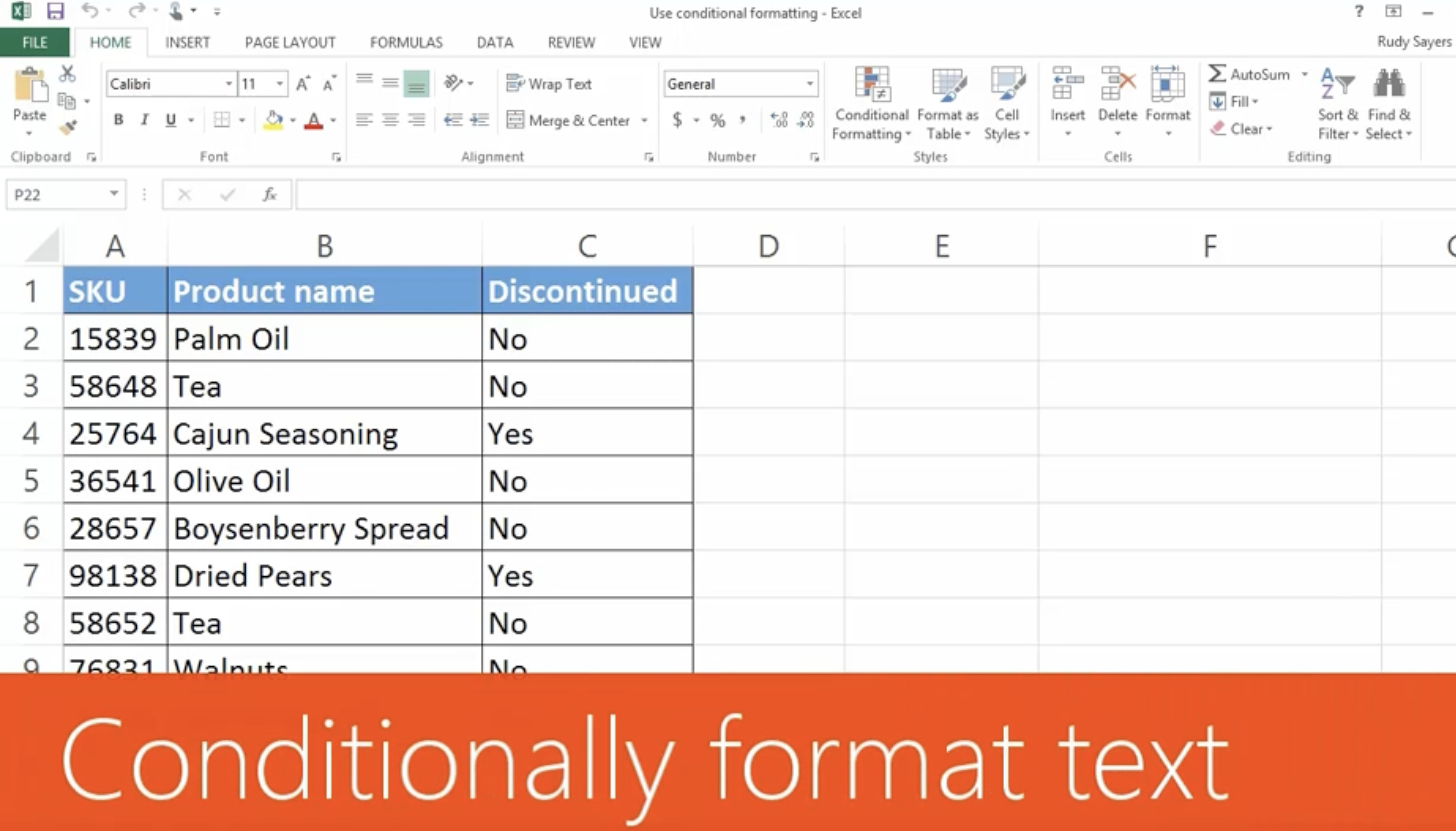 Excel spreadsheet showcasing conditional formatting rules